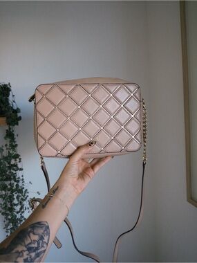 MK Quilted Crossbody Bag in Blush Pink